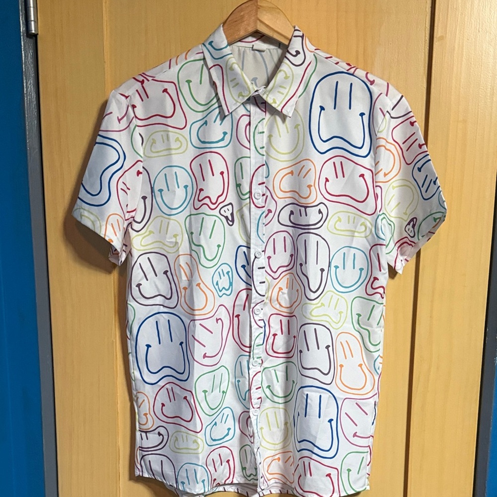 Multicolor Smiley Face Men's Shirt
